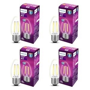 philips 4-watt filament candle led bulb  clear candle bulb for home amp decoration  bulb base e27 cool white  pack of 4
