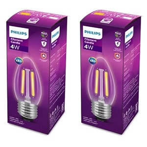 philips 4-watt filament candle led bulb  clear candle bulb for home amp decoration  bulb base e27 warm white  pack of 2