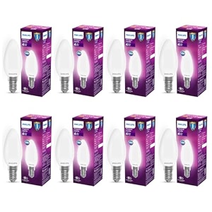 philips 4-watt filament candle led bulb  diffused candle bulb for home amp decoration  bulb base e14 warm white  pack of 8
