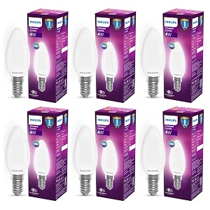 philips 4-watt filament candle led bulb  diffused candle bulb for home amp decoration  bulb base e14 cool white  pack of 6