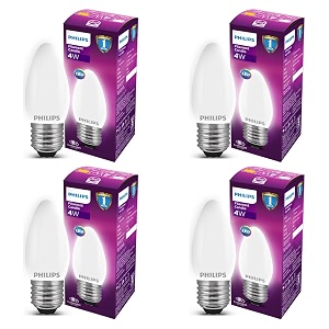philips 4-watt filament candle led bulb  diffused candle bulb for home amp decoration  bulb base e27 cool white  pack of 4