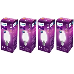 philips 4-watt filament candle led bulb  diffused candle bulb for home amp decoration  bulb base e14 warm white  pack of 4