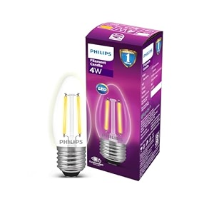 philips 4-watt filament candle led bulb  clear candle bulb for home amp decoration  bulb base e27 cool white  pack of 1