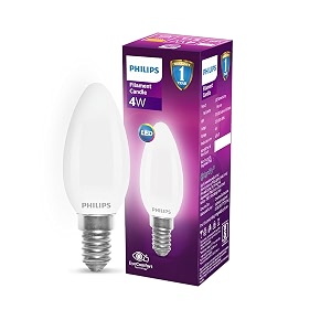 philips 4-watt filament candle led bulb  diffused candle bulb for home amp decoration  bulb base e14 warm white  pack of 1