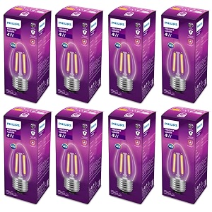 philips 4-watt filament candle led bulb  clear candle bulb for home amp decoration  bulb base e27 warm white  pack of 8
