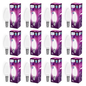 philips 4-watt filament candle led bulb  diffused candle bulb for home amp decoration  bulb base e14 cool white  pack of 12