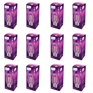 philips 4-watt filament candle led bulb  clear candle bulb for home amp decoration  bulb base e27 warm white  pack of 12
