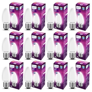 philips 4-watt filament candle led bulb  diffused candle bulb for home amp decoration  bulb base e27 cool white  pack of 12