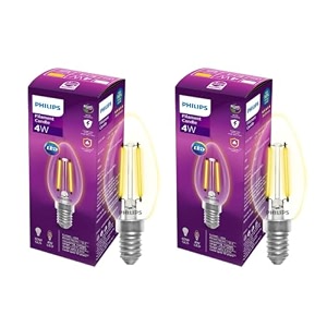 philips 4-watt filament candle led bulb  clear candle bulb for home amp decoration  bulb base e14 cool white  pack of 2