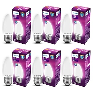 philips 4-watt filament candle led bulb  diffused candle bulb for home amp decoration  bulb base e27 cool white  pack of 6