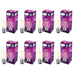 philips 4-watt filament candle led bulb  clear candle bulb for home amp decoration  bulb base e27 cool white  pack of 8