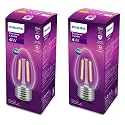 PHILIPS 4-watt Filament Candle LED Bulb | Clear Candle Bulb for Home &amp; Decoration | Bulb Base: E27, Warm White | Pack of 2