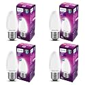 Philips 4-watt Filament Candle LED Bulb | Diffused Candle Bulb for Home &amp; Decoration | Bulb Base: E27, Cool White | Pack of 4