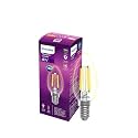PHILIPS 4-watt Filament Candle LED Bulb | Clear Candle Bulb for Home &amp; Decoration | Bulb Base: E14, Cool White | Pack of 1
