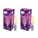 PHILIPS 4-watt Filament Candle LED Bulb | Clear Candle Bulb for Home &amp; Decoration | Bulb Base: E14, Cool White | Pack of 2