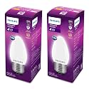 Philips 4-watt Filament Candle LED Bulb | Diffused Candle Bulb for Home &amp; Decoration | Bulb Base: E27, Warm White | Pack of 2
