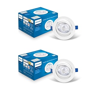 philips polycarbonate 6 watt white led ceiling cob round spot light with adjustable tiltcut out 73mmwarm whitepack of 2 brightspot