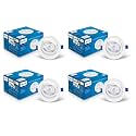Philips 6 Watt White LED Ceiling COB Round Spot Light with Adjustable Tilt | Cut out: 73mm | Warm White, Pack of 4 (BrightSpot)