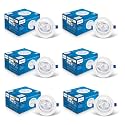 Philips polycarbonate 6 Watt White LED Ceiling COB Round Spot Light with Adjustable Tilt|Cut out: 73mm|Warm White, Pack of 6 (Bright Spot)