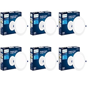 philips polycarbonate astra sleek 10-watt round led downlighterled ceiling light for home and hallcut out 110 mm color warm white pack of 6