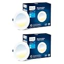 PHILIPS Astra Sleek 10-watt Round LED Downlighter | 3 Colors in 1 Recessed LED Downlight | LED Ceiling Light for Home and Hall | Cut Out: 4.3 inch, Color: Tunable White, Pack of 2,Polycarbonate