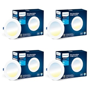 philips astra sleek 15-watt round led downlighter  3 colors in 1 recessed led downlight  led ceiling light for home and hall  cut out 6 inch color tunable white pack of 4 polycarbonate