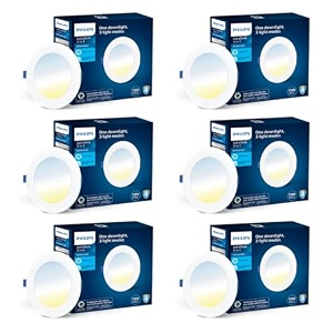 philips astra sleek 15-watt round led downlighter  3 colors in 1 recessed led downlight  led ceiling light for home and hall  cut out 6 inch color tunable white pack of 6
