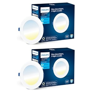 philips astra sleek 15-watt round led downlighter  3 colors in 1 recessed led downlight  led ceiling light for home and hall  cut out 6 inch color tunable white pack of 2