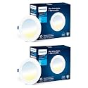 Philips Astra Sleek 15-watt Round LED Downlighter | 3 Colors in 1 Recessed LED Downlight | LED Ceiling Light for Home and Hall | Cut Out: 6 inch, Color: Tunable White, Pack of 2