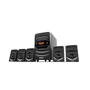 philips audio spa5128b 51 ch 40w multimedia speaker with subwoofer bluetooth connectivity real surround fm usb audio in speakers - black elegant matte finish