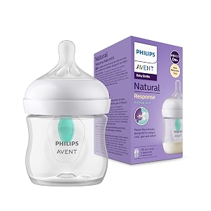 philips avent natural response plastic baby bottle - 260ml baby milk bottle with airfree vent  bpa free for newborn babies aged 1 months 125ml with airfree vent