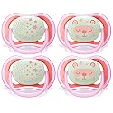 Philips AVENT Ultra Air Nighttime, 6-18 Months Pacifier, Pink, Pack of 4, SCF376/44