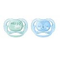 Philips Avent Ultra Air Pacifier for Boy, 0-6 Months, Blue/Green Fashion Decos, 2 Pack, SCF342/20