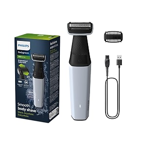philips bodygroom series 3000 showerproof body amp groin trimmer for men skin-friendly 3mm comb cordless use 40-min runtime no oil needed wet amp dry use  international warranty  bg300701