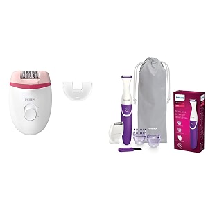 philips bre23500 corded compact epilator white and pink for gentle hair removal at home amp philips essential bikini trimmer brt38315 trim shave amp style