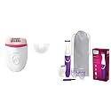 Philips BRE235/00 Corded Compact Epilator (White and Pink) for gentle hair removal at home & Philips Essential Bikini Trimmer BRT383/15 Trim, Shave & Style