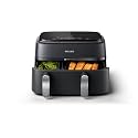 Philips 3000 Series Dual Basket Air Fryer, 8 Ways to Cook, 9.5 Qt, Black