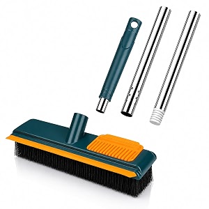 bathroom cleaning brush with wiper 3 in 1 - heavy duty 40 inch long handle 360 rotate floor scrubber brush tiles cleaning floor scrub for kitchen and bathroom wall