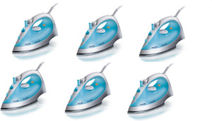 philips gc101570 pack of 6 1200 w steam iron white and blue