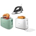 Philips GC181 Heavy Weight 1000-Watt Dry Iron &amp; HD2582/00 830-Watt 2-Slice Pop-up Toaster (White) &amp; 830W 2 Slice Pop Up Toaster (Green)