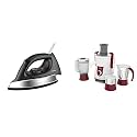 Philips GC181 Heavy Weight 1000-Watt Dry Iron (Black) &amp; Philips Viva HL7715 700-Watt Juicer Mixer Grinder with 3 Jars (Pistil Red/White)