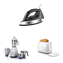 Philips GC181 Heavy Weight 1000-Watt Dry Iron &amp; HL7701/00 750 Watts Mixer Grinder (Elegant Lavender and White) &amp; HD2582/00 830-Watt 2-Slice Pop-up Toaster (White)