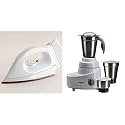 Philips HI114 1000-Watt Golden American Heritage Soleplate Dry Iron &amp; Philips HL1606 500-Watt Mixer Grinder with 3 Jars (Green)
