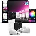 Philips Hue Starter Kit: Bridge Pro + 3 A19 E26 Smart Bulbs + Tap Dial Switch, White and Color Ambiance, Smart Light Hub, Works with Voice