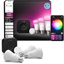 Philips Hue Starter Kit: Bridge Pro + 3 A19 E26 Smart Bulbs + Button, White &amp; Color Ambiance, Smart Light Hub, Works with Apple Home, Alexa, Google, Samsung SmartThings
