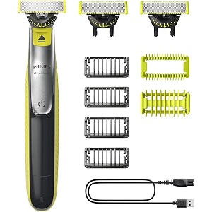 philips oneblade 360 face amp body electric shaver trimmer amp body groomer 3 x 360 blades 4 x trimming attachments 1235 mm 2 x body attachments wet amp dry shaving for face amp body qp283431