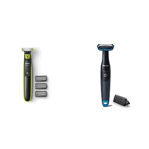 philips qp252510 oneblade hybrid trimmer and shaver with 3 trimming combs lime green amp philips bg102515 showerproof body groomer for men