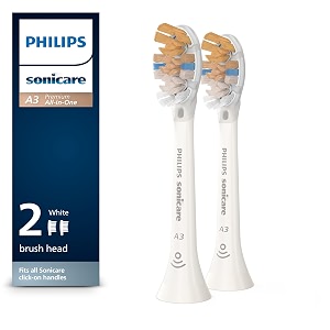 philips sonicare genuine a3 premium all-in-one replacement toothbrush heads 2 brush heads white hx909265