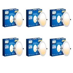 philips ultra glow 10w round led downlighter  3 colors in 1 recessed led downlight  led ceiling light for home and hall  cut out 4 inch color tunable white pack of 6