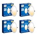 PHILIPS Ultra Glow 10-watt Round LED Downlighter | 3 Colors in 1 Recessed LED Downlight | LED Ceiling Light | Cut Out: 4 inch, Color: Tunable White, Pack of 4-Polycarbonate